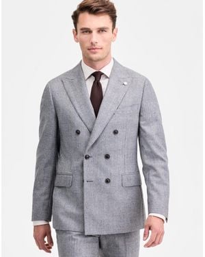 Ted By Ted Baker Modern-fit Black & White Wool-blend Double-breasted Suit Separate Jacket - Gray