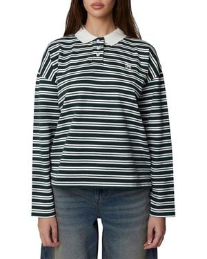 Good For Nothing Long Sleeve Striped Polo - Black