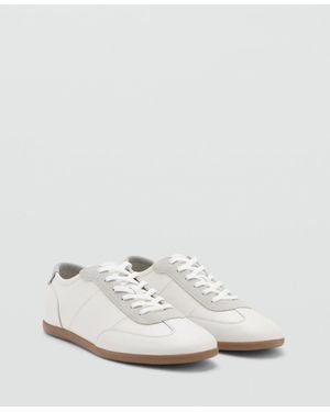 Mango Leather Mixed Sneakers - White