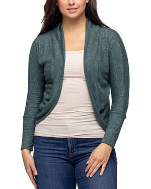 24seven Comfort Apparel Curved Hem Open Front Long Bolero Shrug - Blue