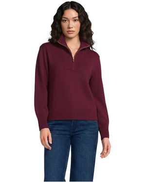 Lands' End Drifter Slim Quarter-zip Drop-shoulder Pullover - Red