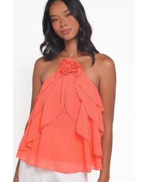 Petal & Pup Petal & Pup Zorina Halter Neck Chiffon Top - Pink