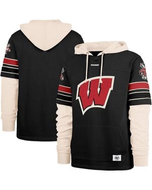 '47 Wisconsin Badgers Split Zone Cornerback Lacer Pullover Hoodie - Black
