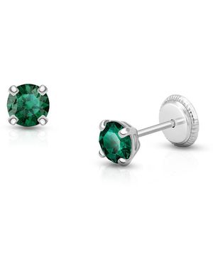 Tiny Blessings 14k Gold Crystal Birthstone Studs Screw Back Earrings - Green