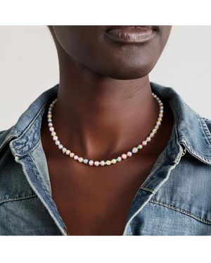 Joey Baby 18k Gold Plated & Freshwater Pearls Amber Rainbow Pearls Necklace - Brown