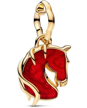 PANDORA Red Fire Horse Murano Glass Dangle Charm