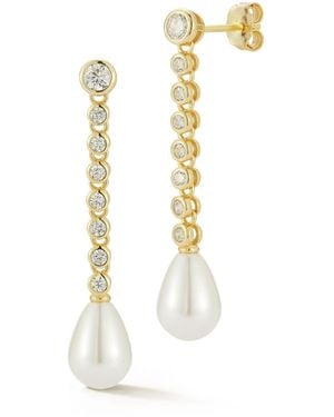 Rachel Zoe 14k Plated Sterling Silver Tennis Pearl Drop Earrings - Metallic