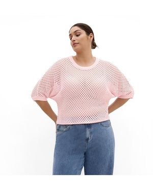 City Chic Crochet Knit Top - Blue