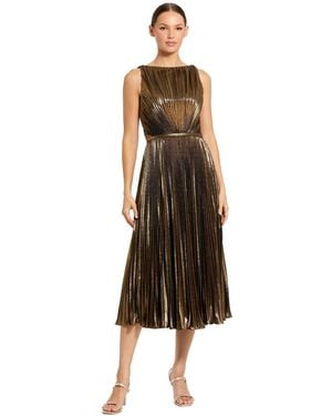 Mac Duggal Metallic-pleated A-line Midi Dress - Multicolor