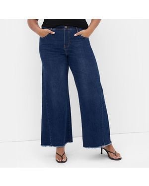 City Chic Harley Fit Aliya Wide Leg Jean - Blue