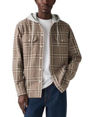 Levi's Relaxed Fit Hooded Long Sleeve Button-front Overshirt - Natural