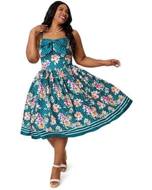 Unique Vintage Plus Size 1950s Sweetheart Swing Dress - Blue