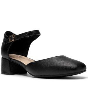 Clarks Iridessa Block Heel Ankle Strap Pumps - Black