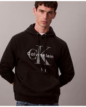 Calvin Klein Monogram Logo Fleece Hoodie - Brown