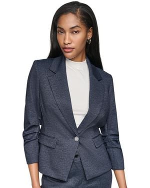 DKNY Ponte One-button Ruched-sleeve Jacket - Blue