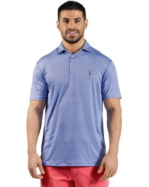 Tailorbyrd Geo Floral Printed Performance Polo - Blue