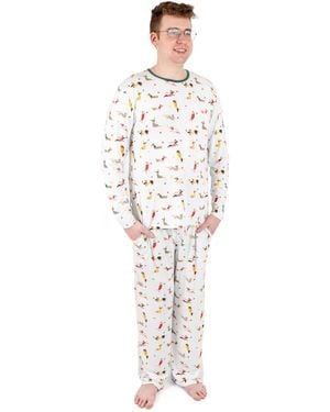 Leveret Men S Two Piece Viscose From Bamboo Holiday Pajamas - White