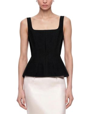 Nocturne Boned Square Neck Peplum Bustier Top - Black