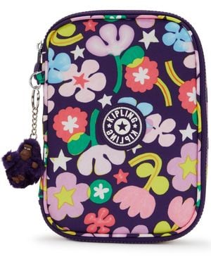 Kipling 100 Pens Aqua Flowers Zippered Pen Case - Multicolor