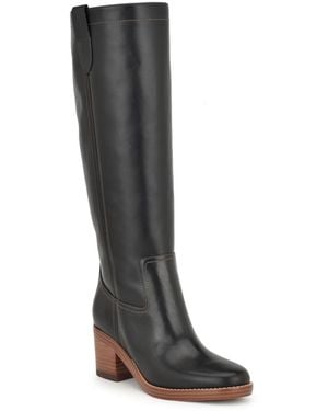 Nine West Hecee Block Heel Round Toe Knee High Boots - Black