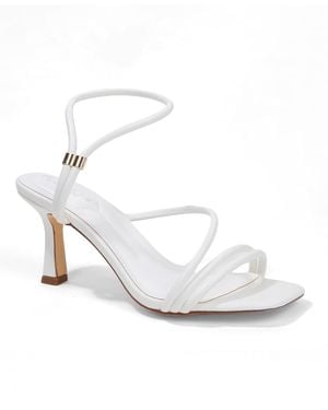 BERNESS Hannia Looped Ankle Strap Kitten Heel Sandals - White
