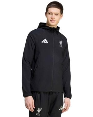 adidas Liverpool Tiro Travel Hooded Slim-fit Windbreaker - Black