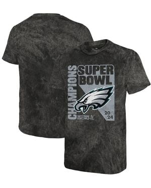 Majestic Threads Philadelphia Eagles Super Bowl Lix Champions Mineral Wash T-shirt - Black