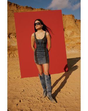 Pcfg Free Heaven Two Color Denim Dress - Blue