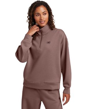 Reebok Double Knit Cropped Half Zip Long-sleeve Sweatshirt - Brown