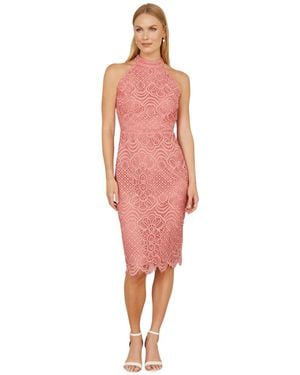 Yumi' Lace Halter Neck Dress - Red