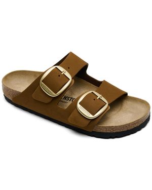 Birkenstock Arizona Big Buckle Wide Dual-strap Arch Support Leather Sandals - Brown