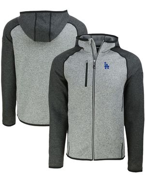 Cutter & Buck Heather Charcoal/heather Gray Los Angeles Dodgers Mainsail Full-zip Hooded Jacket