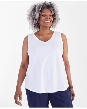 Style & Co. Plus Size V-neck Tank - White