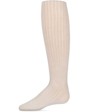 Memoi Girls' Chain Cotton Blend Tights - Natural