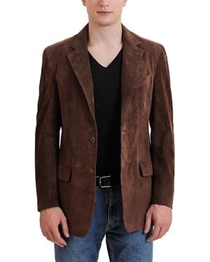 BGSD Men Grant 2-button Suede Leather Blazer - Brown