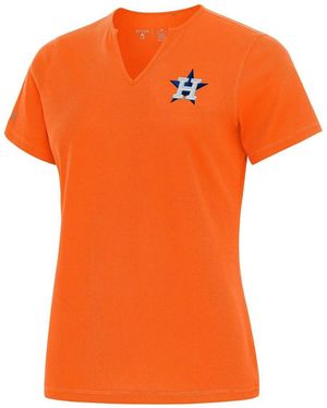 Antigua Houston Astros Notch Neck T-shirt - Orange