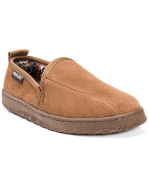 Muk Luks Eric Printed Berber Suede Slip On Slippers - Brown