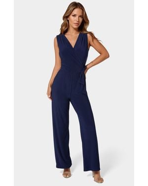 Bebe Jersey Wrap Tie Jumpsuit - Blue