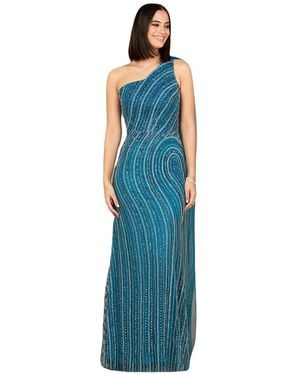 Lara One Shoulder Fitted Gown - Blue