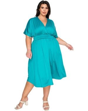 L I V D Plus Size Cyra Empire Midi Dress - Blue