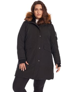 Alpine North Plus Size Laurentian Long Parka Winter With Faux Fur Hood - Black