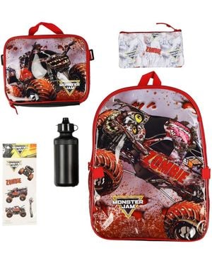 MONSTER JAM Zombie 5 Piece 16 Inch Backpack Set - Red