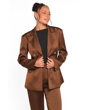 Petal & Pup Trina Satin Blazer - Brown