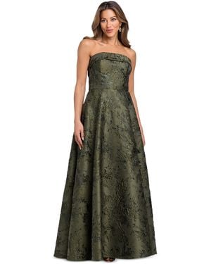 Xscape Brocade Strapless Gown - Green