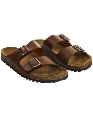 Velez Genuine Leather Double-buckle Sandals - Brown