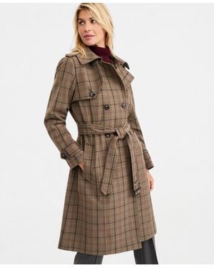 London Fog Collar Belted Trench Coat - Brown