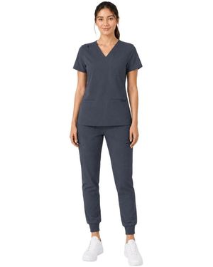 Medgear Kayla V-neck Top And Multi-pocket jogger Set - Blue