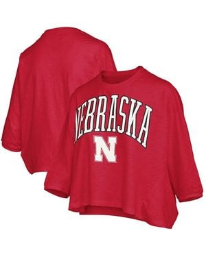 Pressbox Red Nebraska Huskers Midi Arch Over Logo Oversized T-shirt