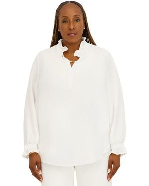 Kasper V-neck Long-sleeve Top - White
