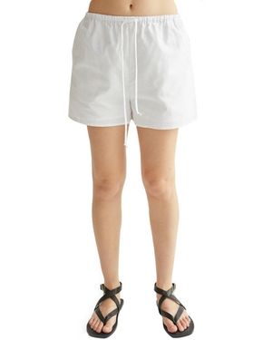 Crescent Delphi Linen Blend Drawstring Shorts - White